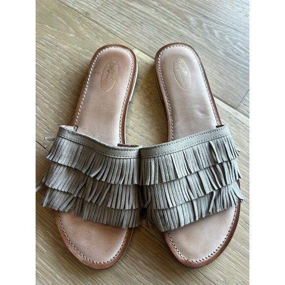 Seychelle Women Beige Leather Suede Slide Sandals sz 8 - Picture 1 of 4